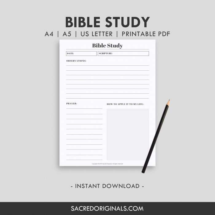 bible study planner insert