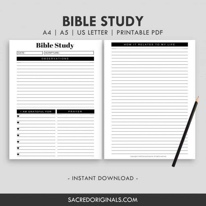 bible study planner insert printable