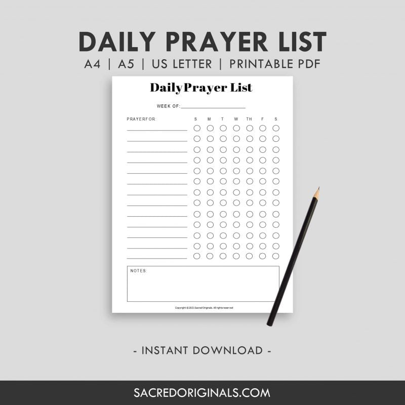 prayer list printable